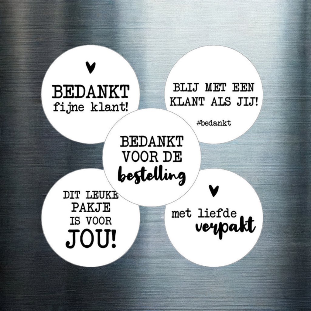 100 Sluitstickers 40 mm-Thank You Stickers-Bedankt Stickers-5 Teksten