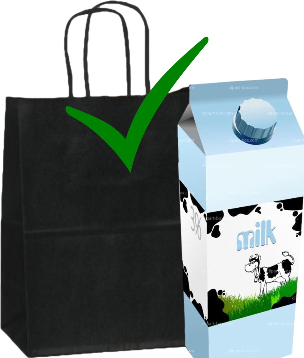HGN Papieren Tasjes -Cadeautasjes-Cadeauzakjes-100 Stuks-zwart-Incl 100 Stickers-18+8x22 cm