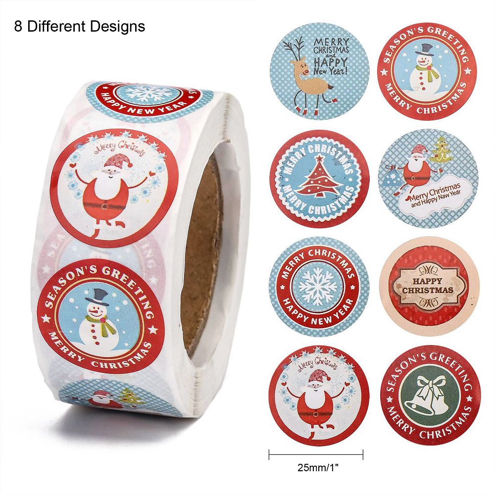 500 LOVV Kerststickers 25 mm-Stickers Kerstmis-Sluitstickers Kerst-Op Rol