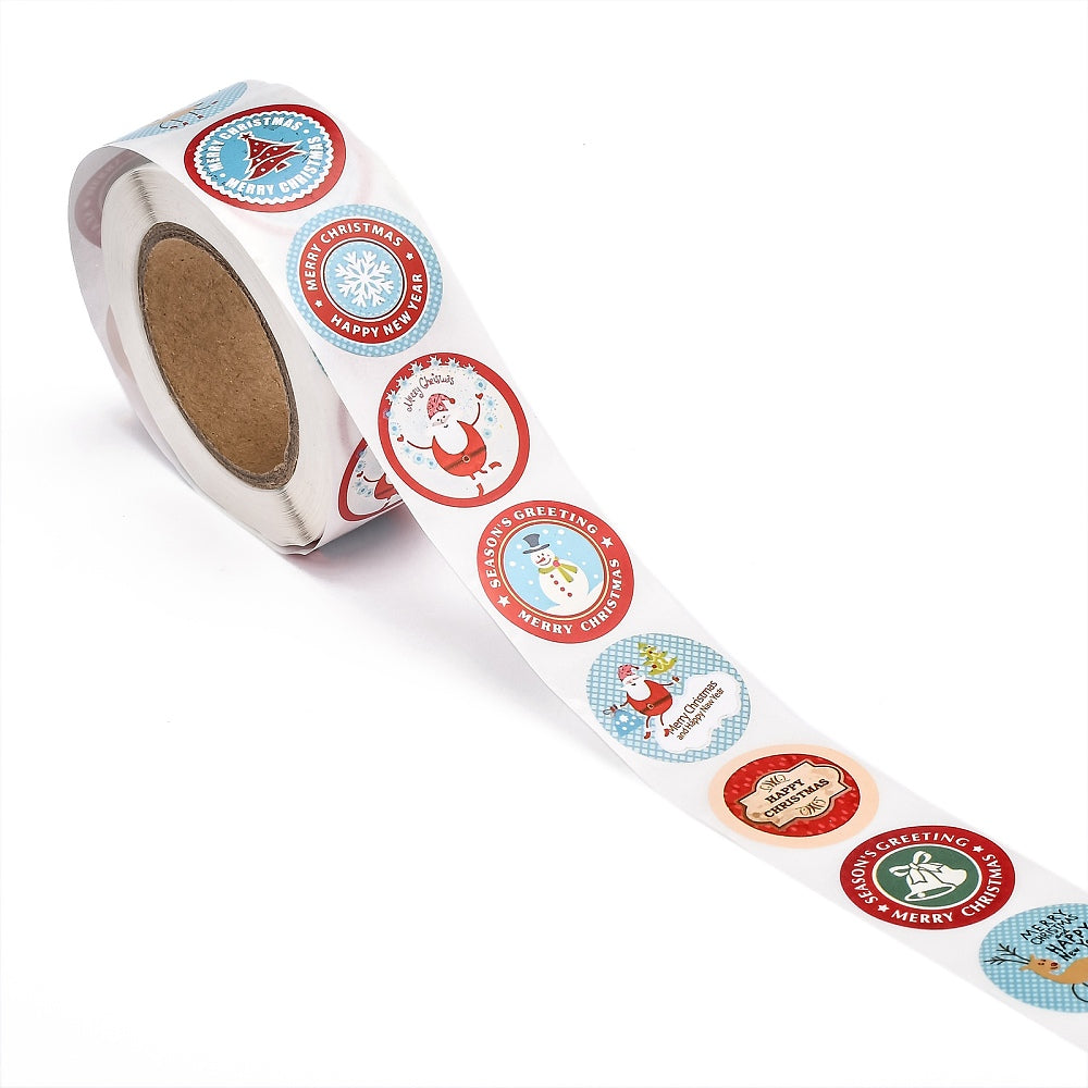 500 LOVV Kerststickers 25 mm-Stickers Kerstmis-Sluitstickers Kerst-Op Rol