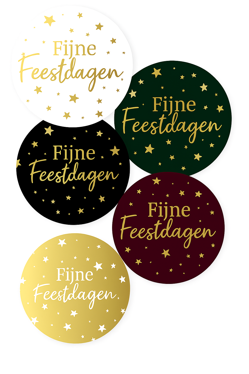 48 kerststickers 5 kleur