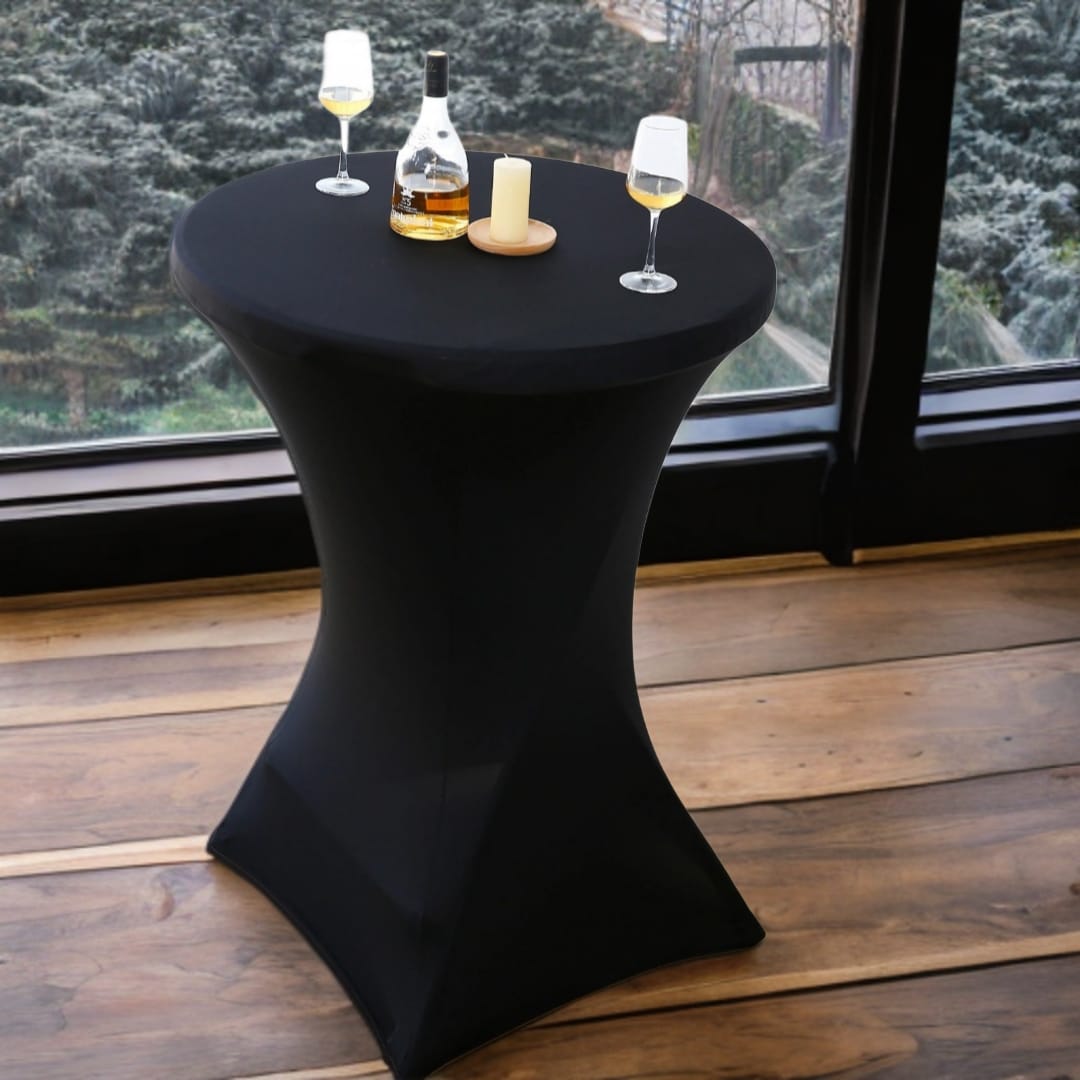 3 stuks zwarte statafelrokken met Topcovers β H110cm X Γ80-85 cm
