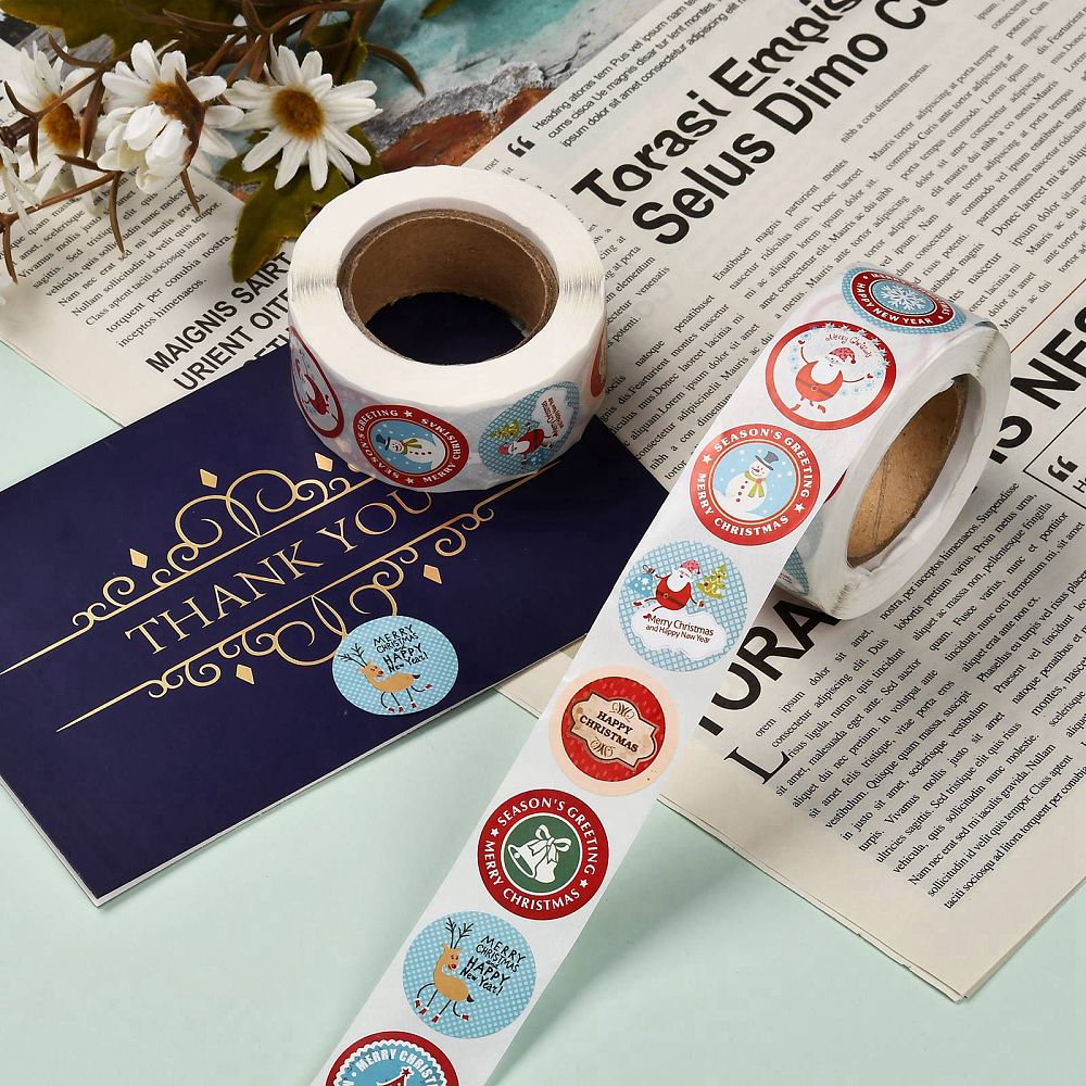 500 LOVV Kerststickers 25 mm-Stickers Kerstmis-Sluitstickers Kerst-Op Rol