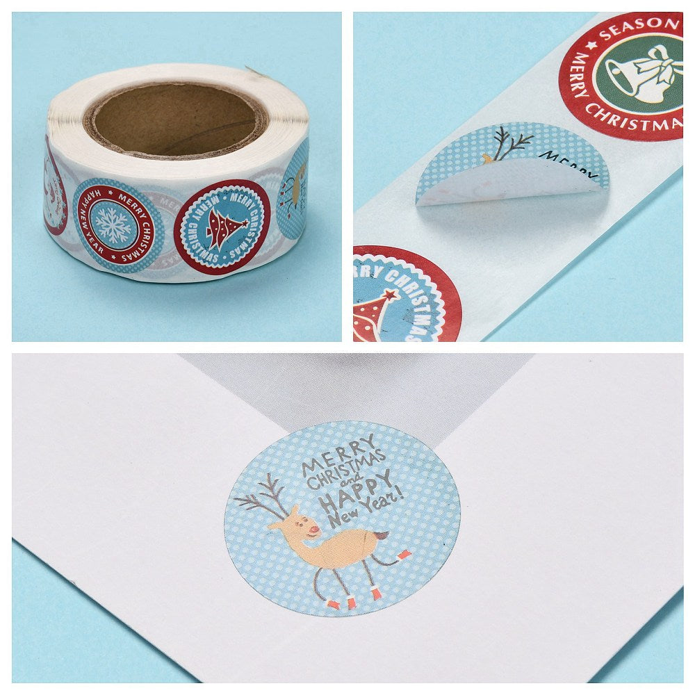 500 LOVV Kerststickers 25 mm-Stickers Kerstmis-Sluitstickers Kerst-Op Rol