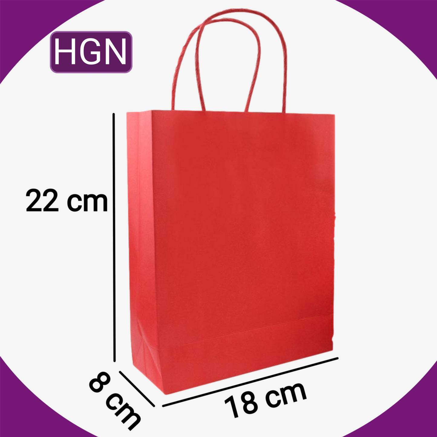 HGN Papieren Tasjes -Cadeautasjes-Cadeauzakjes-100 Stuks-Rood-Incl 100 Stickers-18+8x22 cm