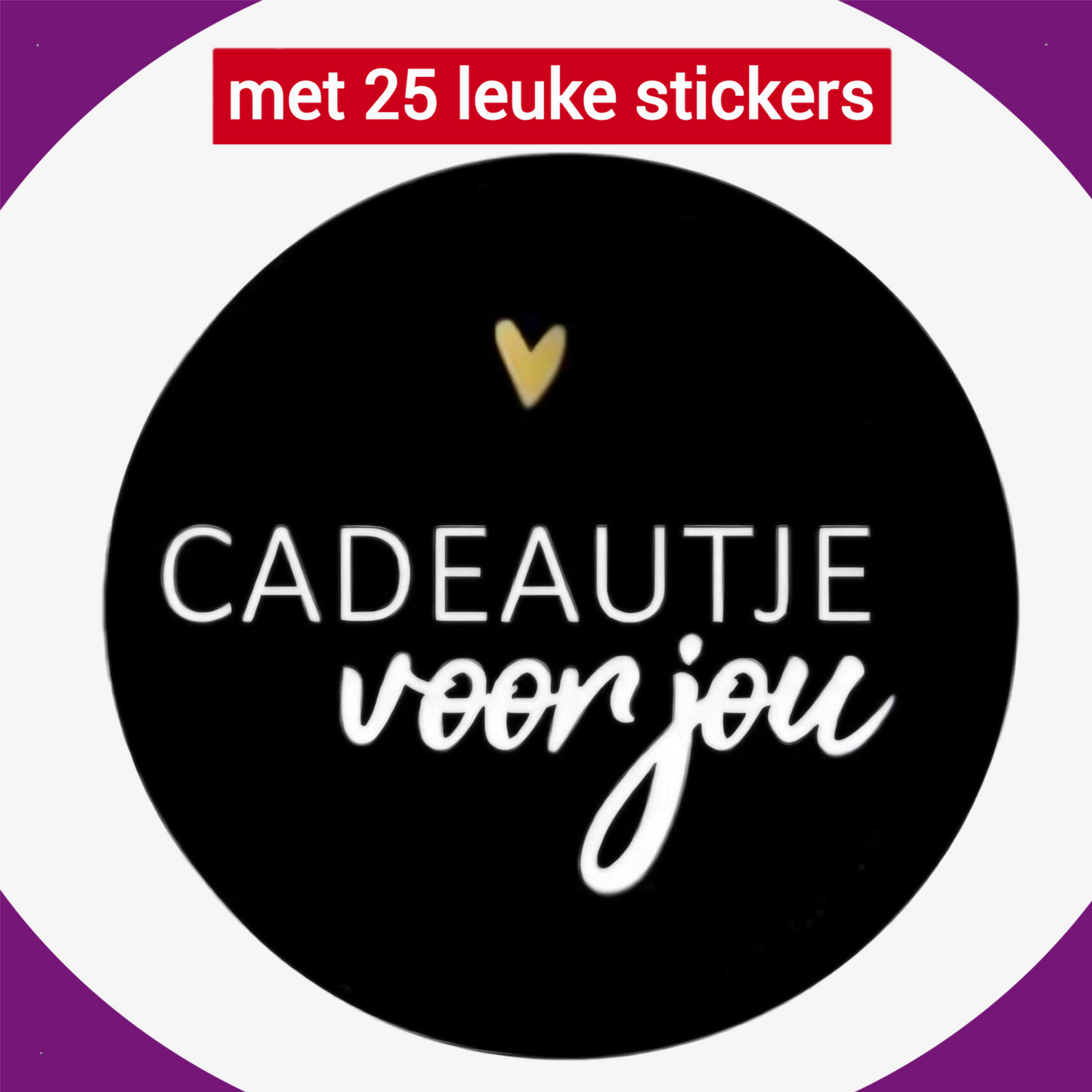 HGN papieren tasjes 25 stuks en 25 zwarte stickers met tekst -18x8x22 cm
