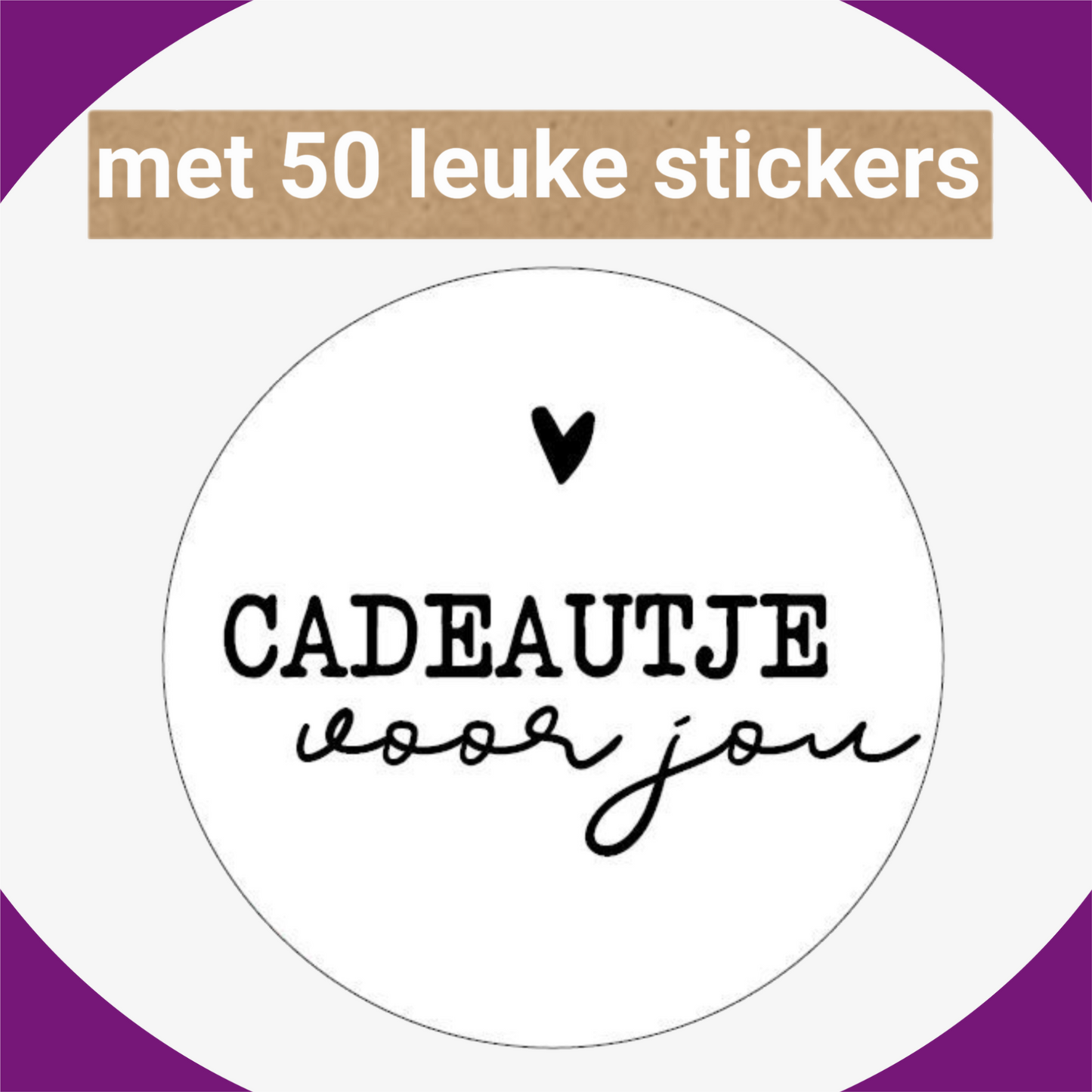 HGN papieren tasjes 50 stuks en 50 witte stickers met tekst -18x8x22 cm