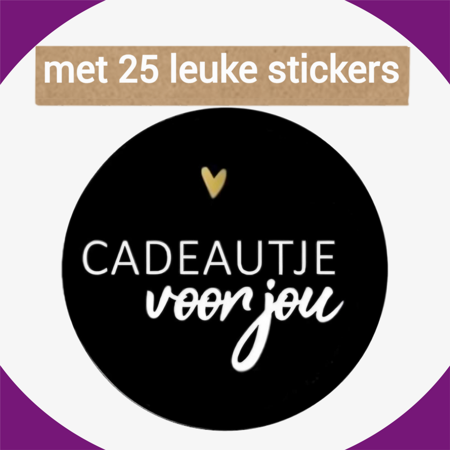 HGN papieren tasjes 25 stuks en 25 zwarte stickers met tekst -18x8x22 cm