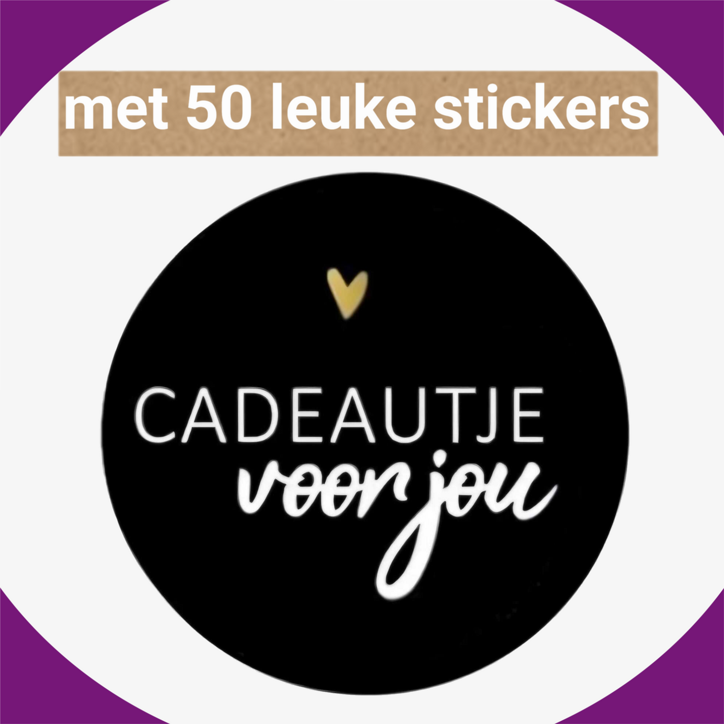 HGN papieren tasjes 50 stuks en 50 zwarte stickers met tekst -18x8x22 cm