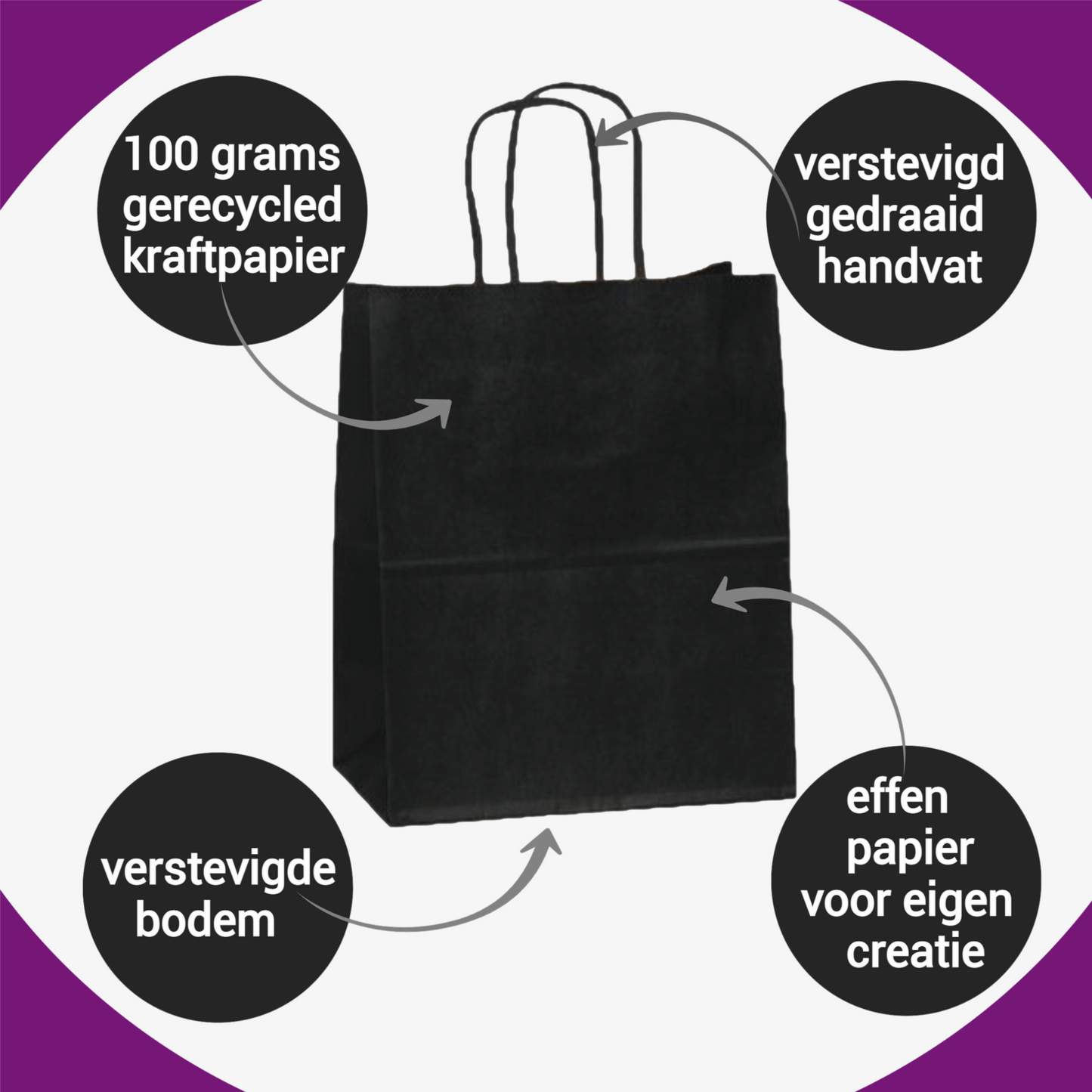 HGN papieren tasjes 10 stuks en 10 witte stickers met tekst-18x8x22 cm