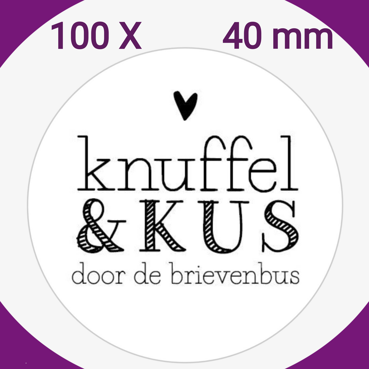 100 Sluitstickers 40 mm-Thank You Stickers- Large-Bedankt Stickers-Knuffel En Kus-Happy Mail Stickers