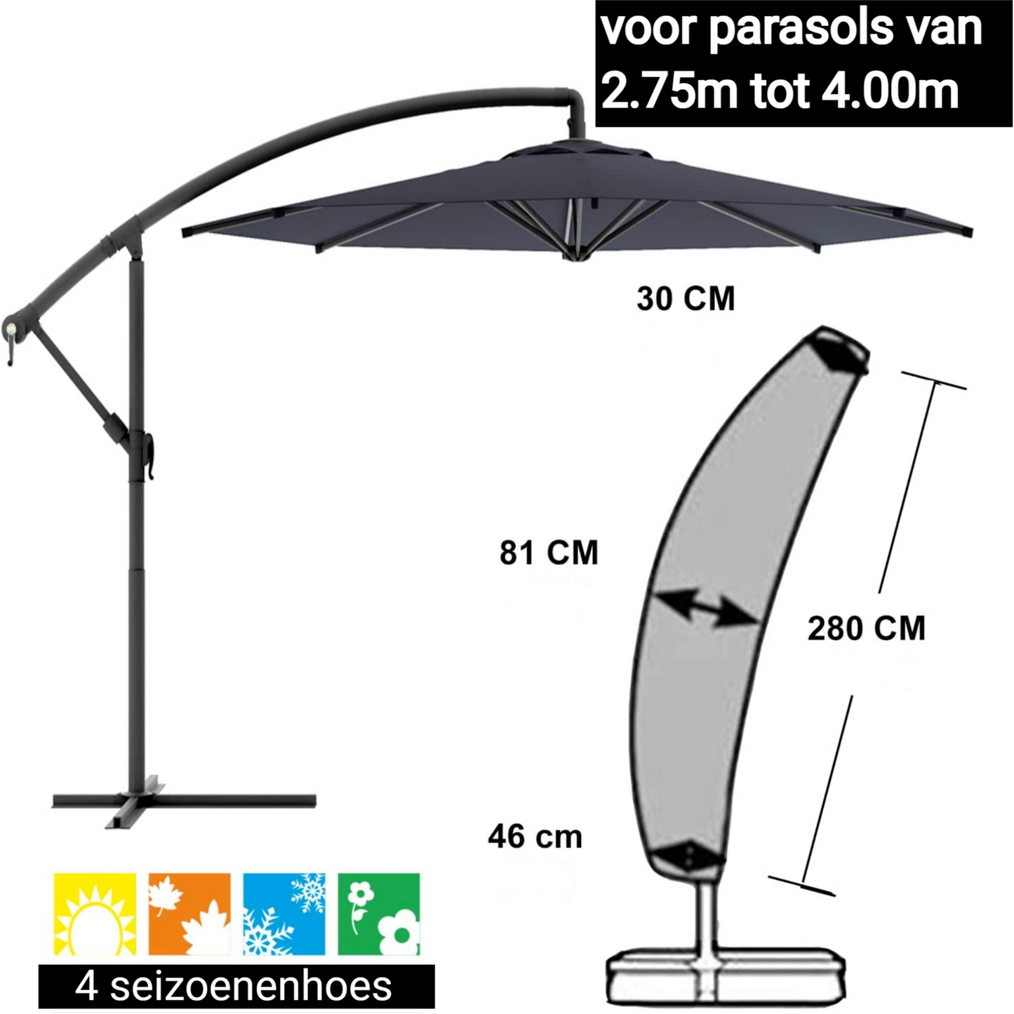 Roestbruine Parasolhoes voor Zweefparasol – Geschikt voor 2.75m tot 4.00m