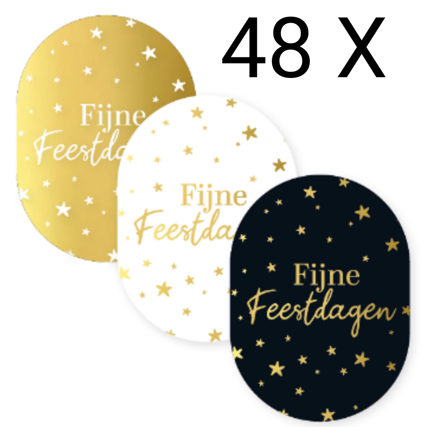 48 kerststickers 3 kleur