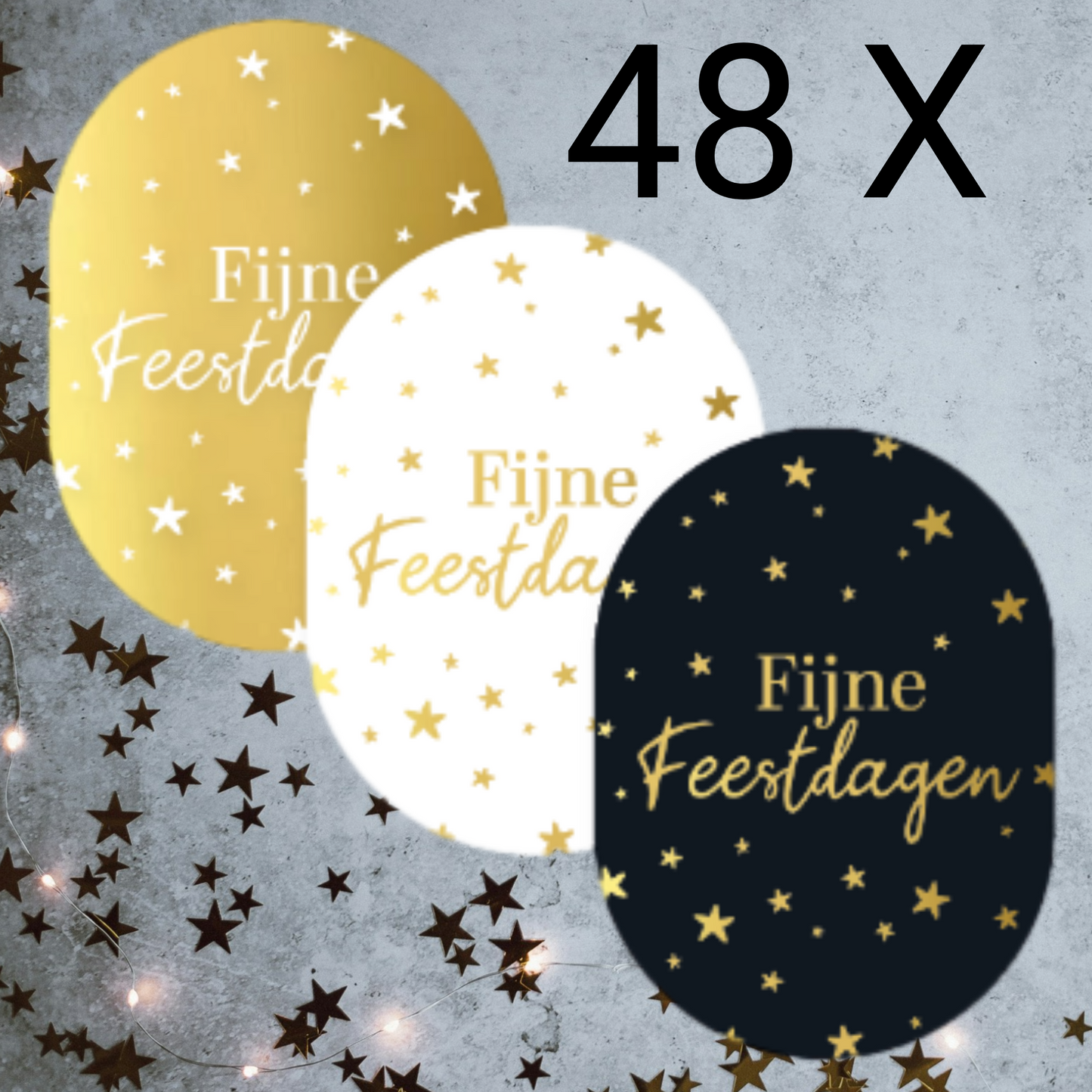 48 kerststickers 3 kleur