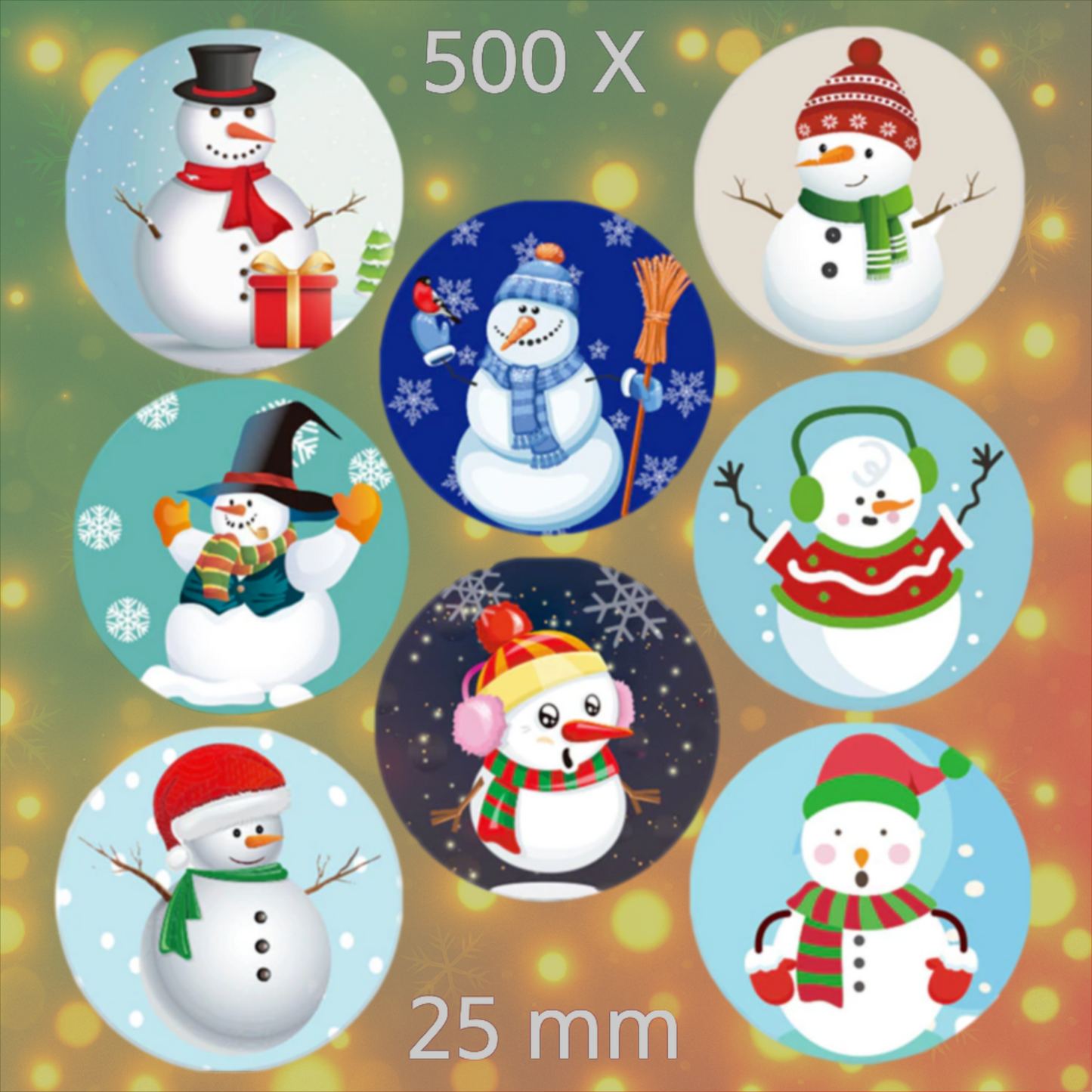 500 Kerststickers 25 mm-Stickers Kerstmis-Sluitstickers Kerst-Op Rol