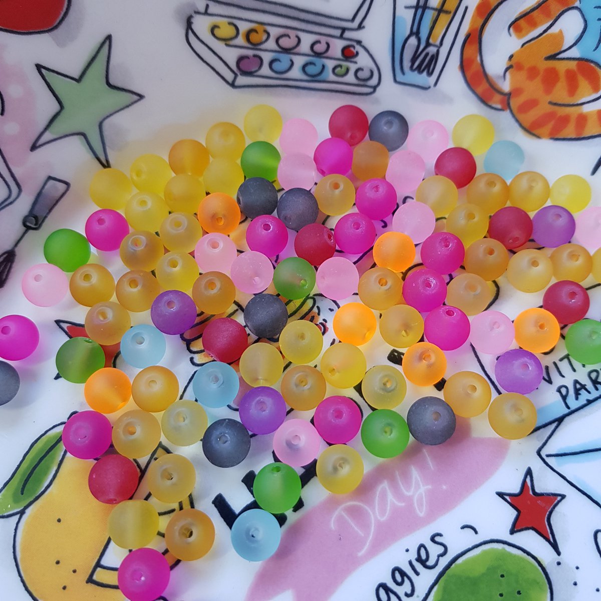 Glaskralen-Neon kleuren-8 mm - 100 Kralen