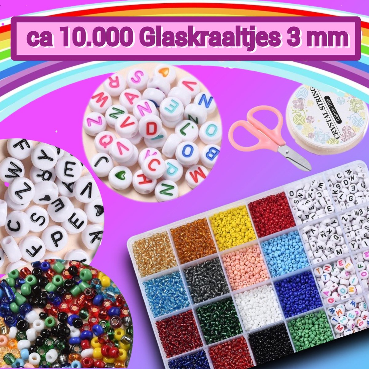 Supergroot Pakket Sieraden Maken voor Kinderen -met ruim 10.000 Kralen
