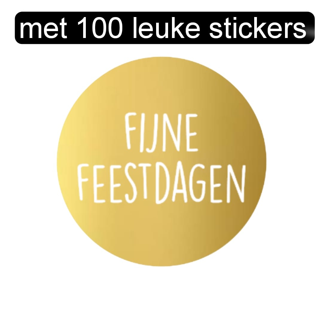 HGN Papieren Tasjes -Cadeautasjes-Cadeauzakjes-100 Stuks-Zwart-Incl 100 Stickers-Fijne Feestdagen-18+8x22 cm