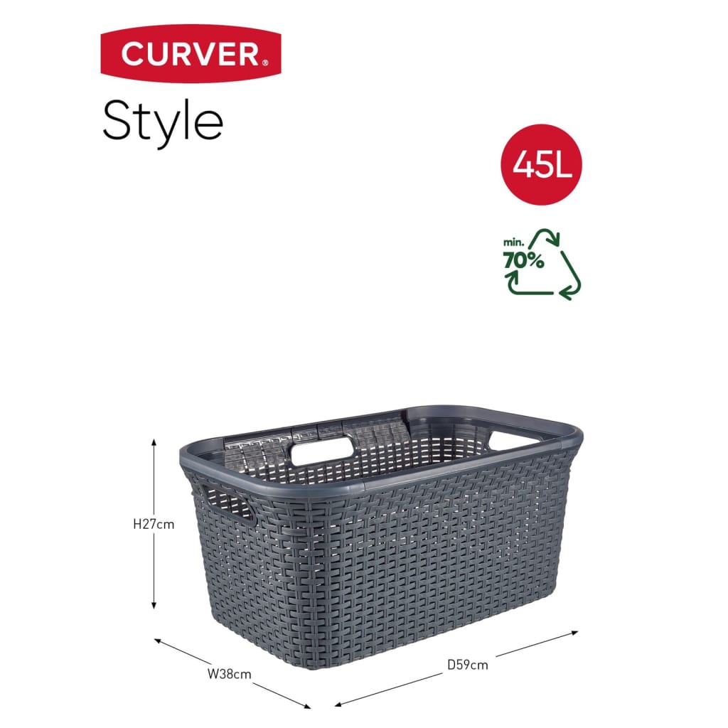 Curver Wasmand Style 45 L antracietkleurig