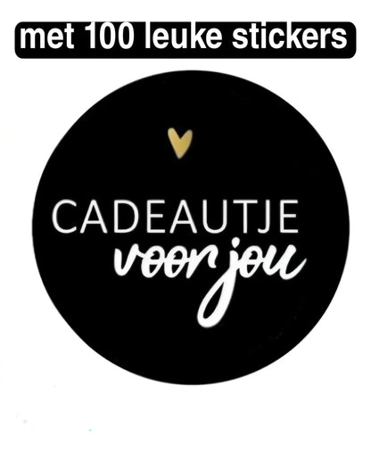 HGN Papieren Tasjes -Cadeautasjes-Cadeauzakjes-100 Stuks-Zwart-Incl 100 Stickers-18+8x22 cm