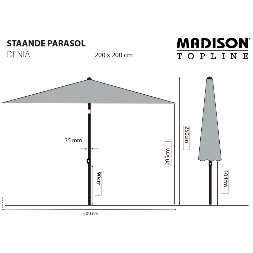 Madison Parasol Denia 200x200 cm taupe