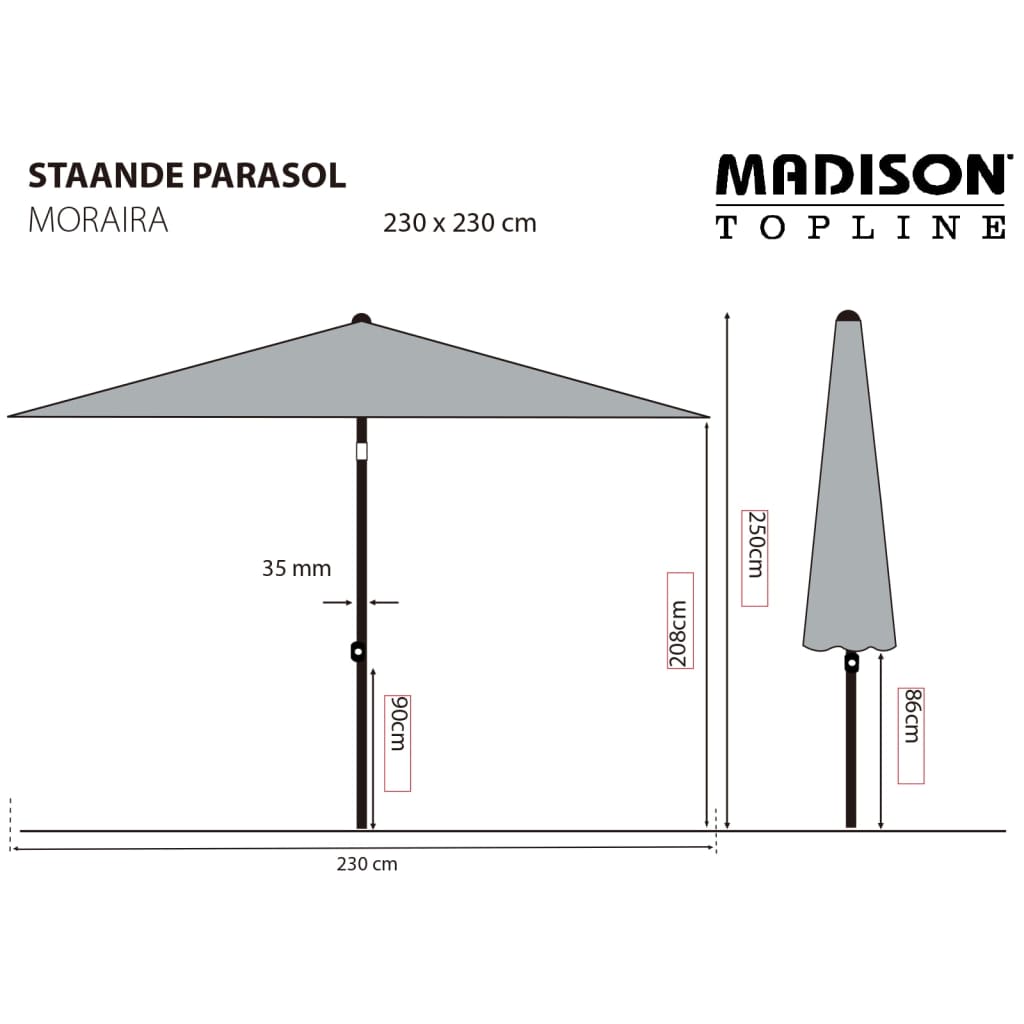 Madison Parasol Moraira 230x230 cm taupe