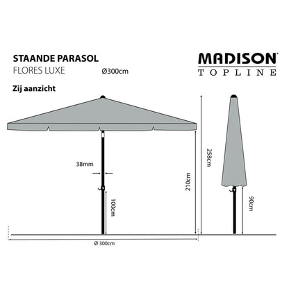 Madison Parasol Flores Luxe rond 300 cm saliegroen