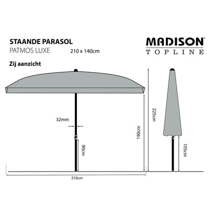 Madison Parasol Patmos Luxe rechthoekig 210x140 cm taupe