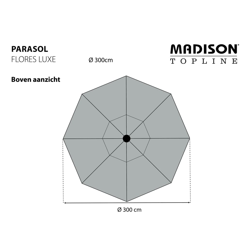 Madison Parasol Flores Luxe rond 300 cm taupe