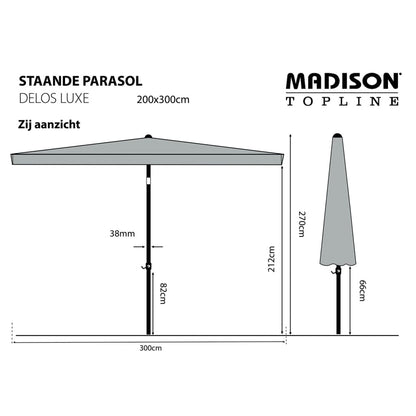 Madison Parasol Delos Luxe 300x200 cm PAC5P016 ecru