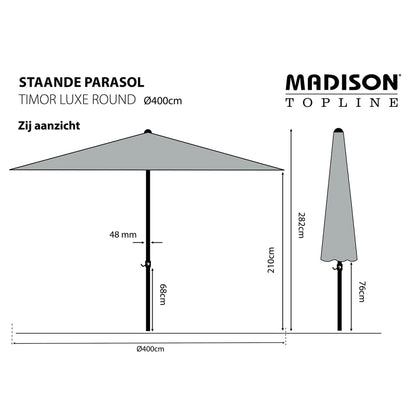 Madison Parasol Timor Luxe 400 cm PAC8P014 grijs