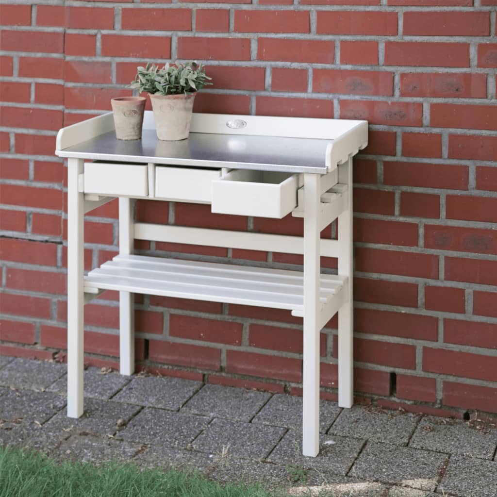 Esschert Design tuinwerktafel met lades (wit) CF29W