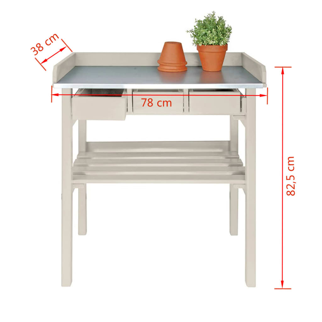 Esschert Design tuinwerktafel met lades (wit) CF29W