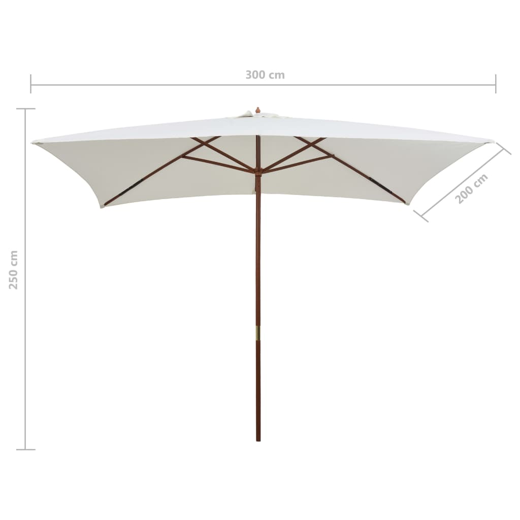 Parasol met houten paal 200x300 cm crèmewit