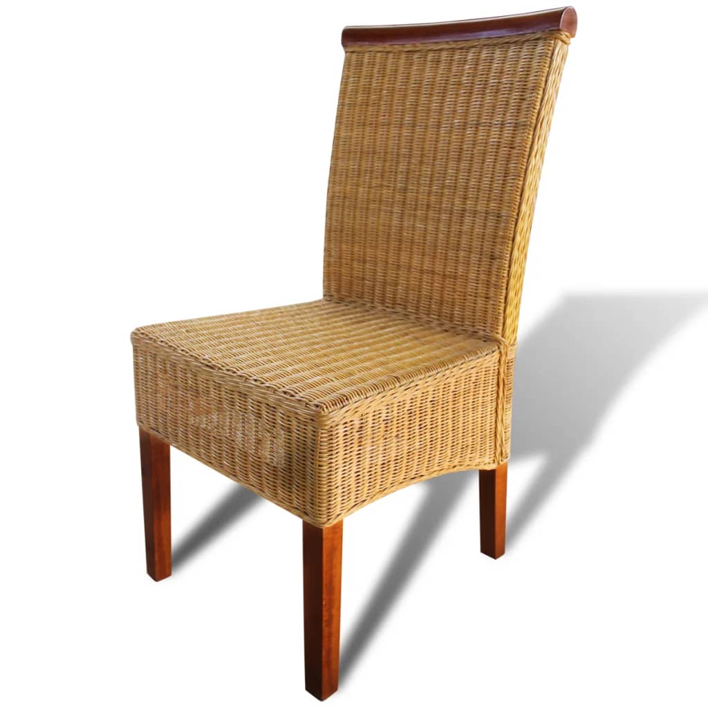 Eetkamerstoelen 2 st natuurlijk rattan bruin