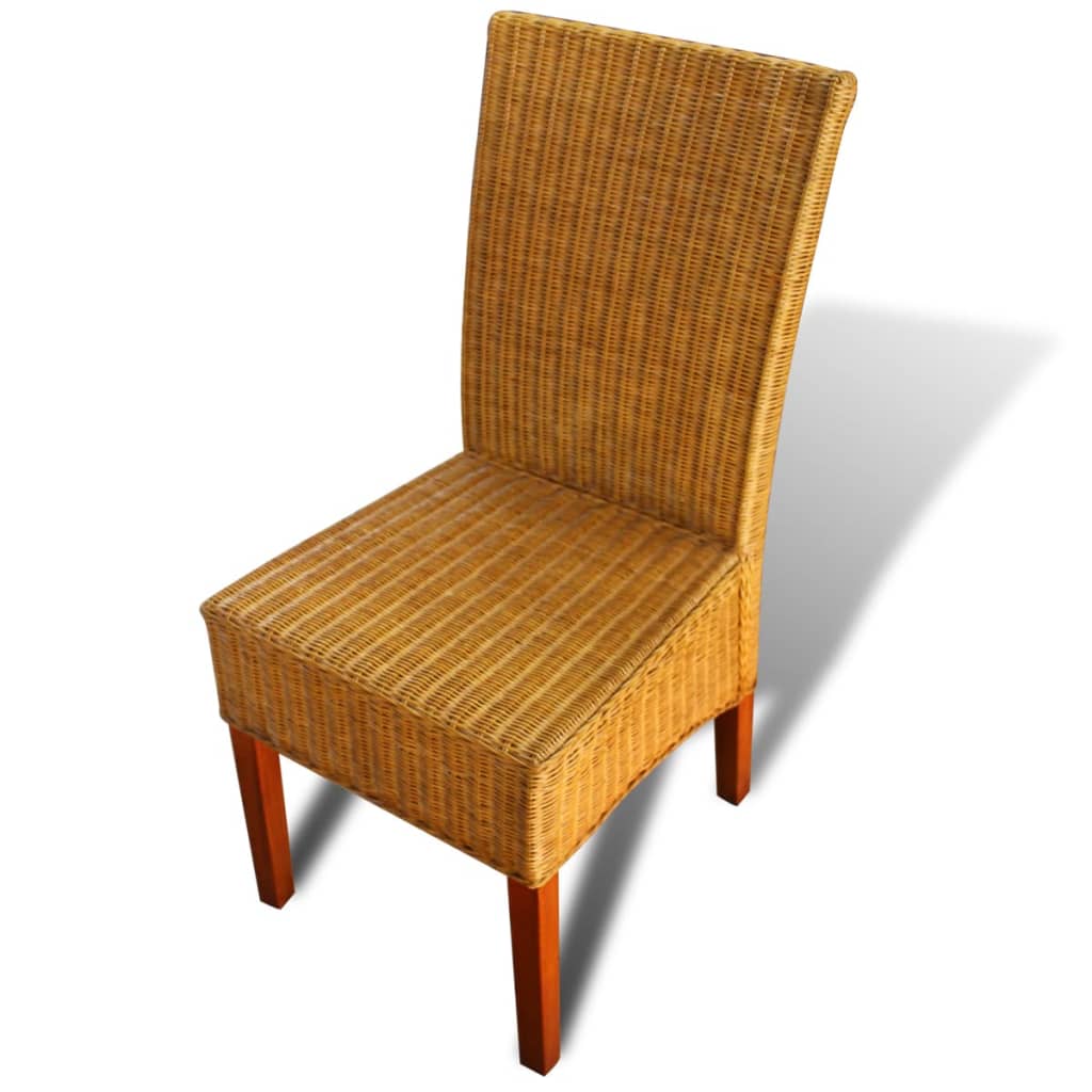 Eetkamerstoelen 2 st natuurlijk rattan bruin