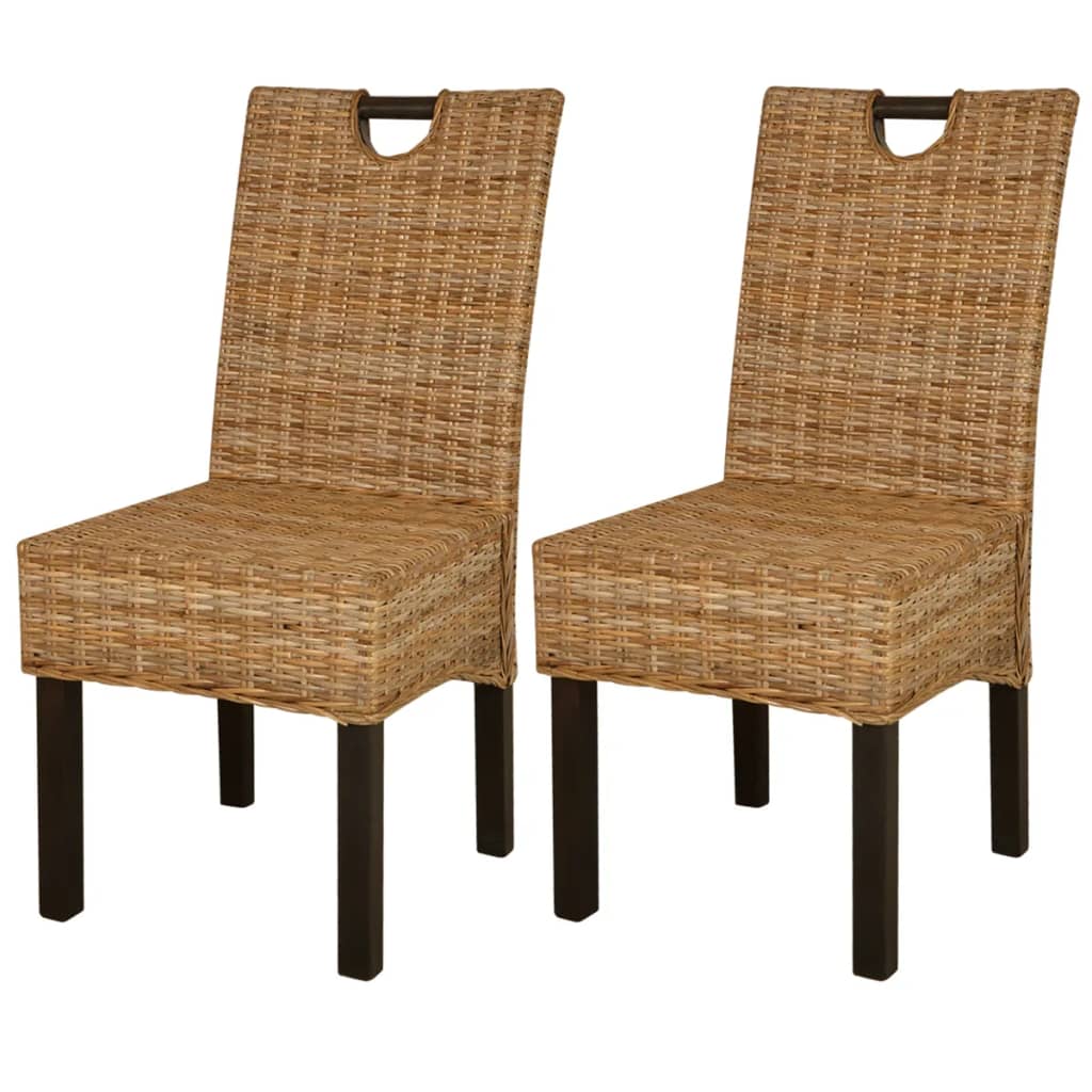 Eetkamerstoelen Kubu 2 stuks rattan mangohout