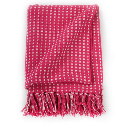 Plaid vierkantjes 125x150 cm katoen roze