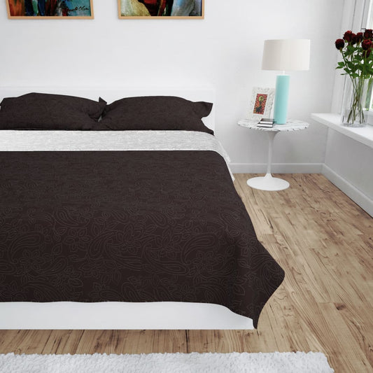 Bedsprei dubbelzijdig 220x240 cm quilt crème en bruin