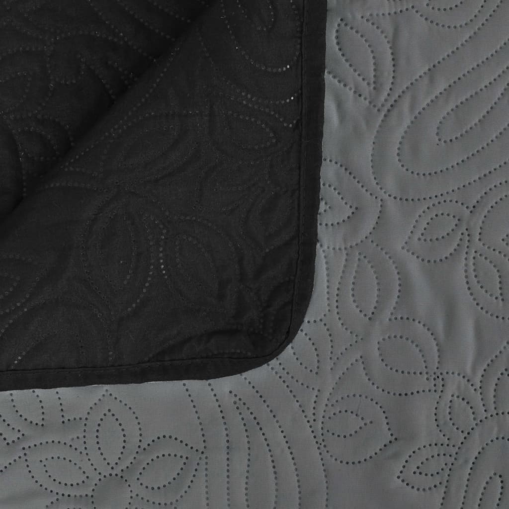 Bedsprei dubbelzijdig 170x210 cm quilt grijs en zwart