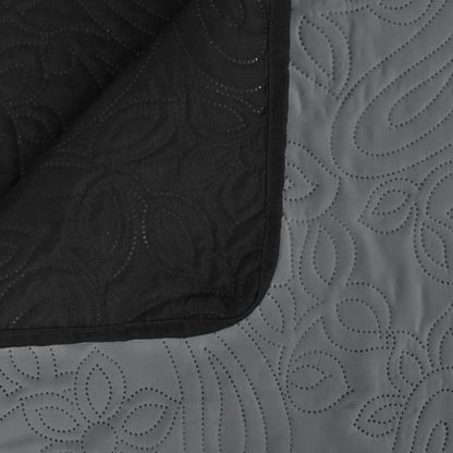 Bedsprei dubbelzijdig 220x240 cm quilt grijs en zwart