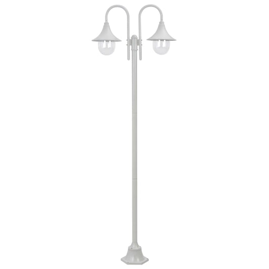 Paalverlichting tuin E27 220 cm aluminium wit 2-delig