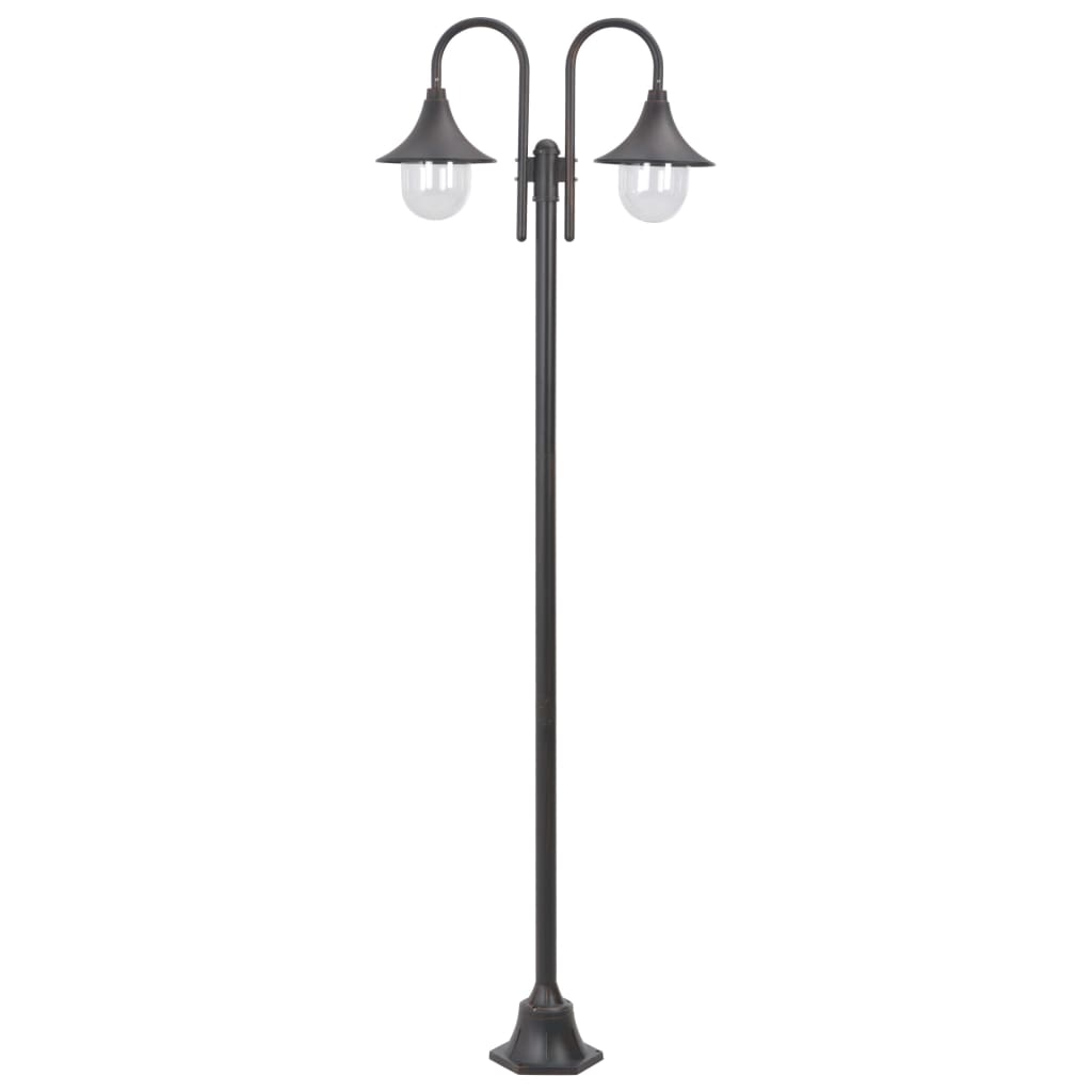 Paalverlichting tuin E27 220 cm aluminium brons 2-delig