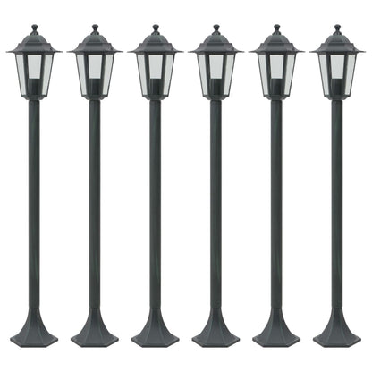 Paalverlichting voor tuin E27 110 cm aluminium donkergroen 6 st