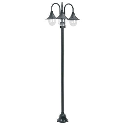 Paalverlichting tuin E27 220 cm aluminium donkergroen 3-delig