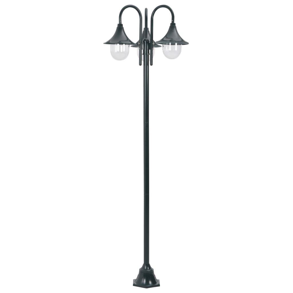 Paalverlichting tuin E27 220 cm aluminium donkergroen 3-delig