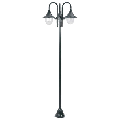 Paalverlichting tuin E27 220 cm aluminium donkergroen 3-delig