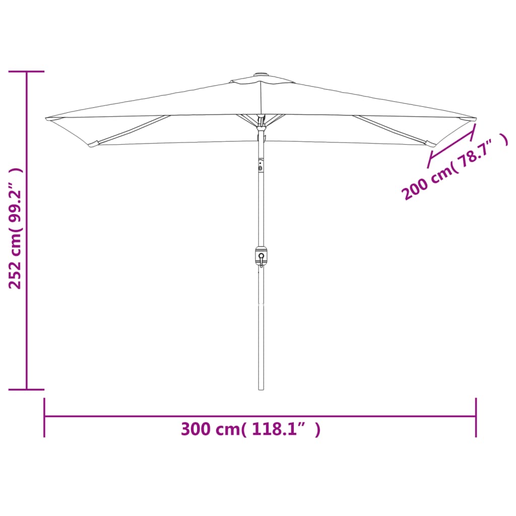 Parasol met metalen paal 300x200 cm taupe