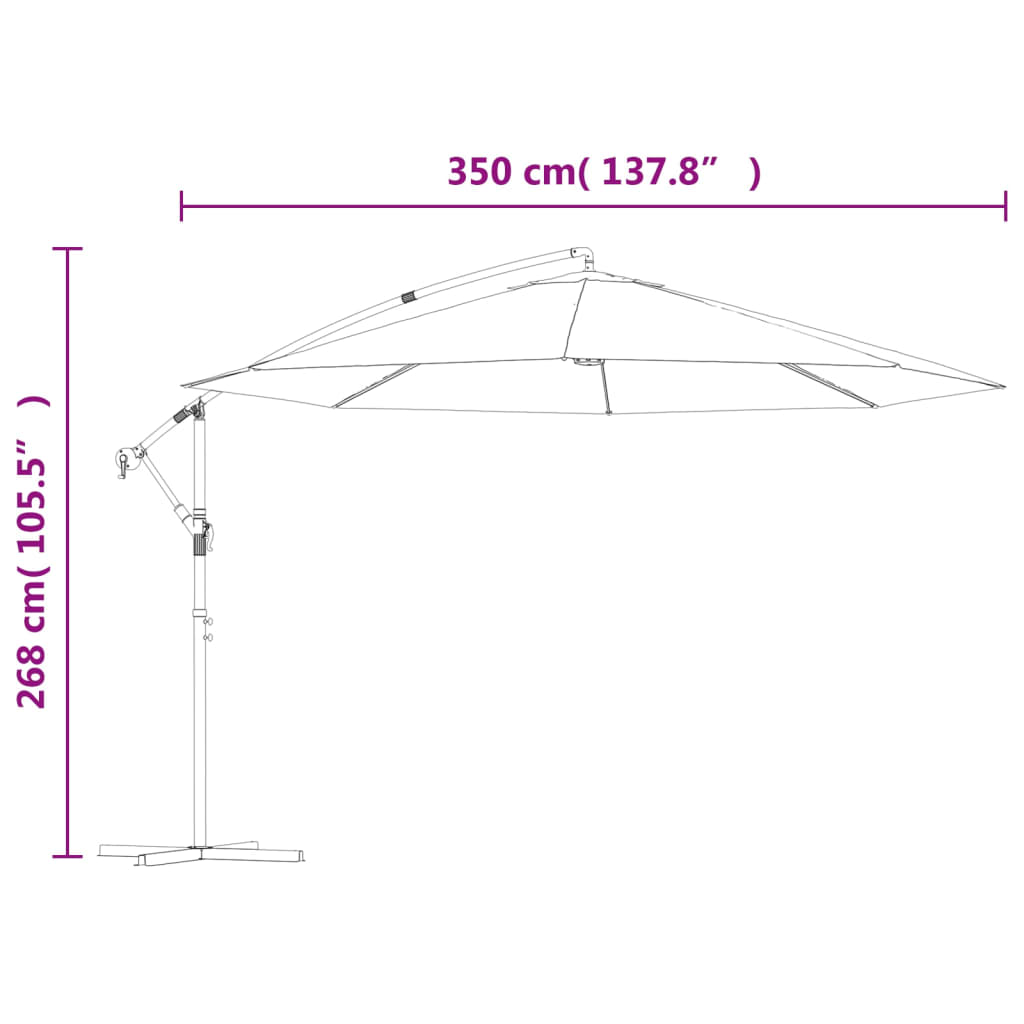 Zweefparasol met aluminium paal 350 cm taupe