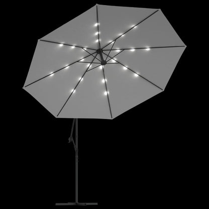 Zweefparasol met LED-verlichting en metalen paal 350 cm zand